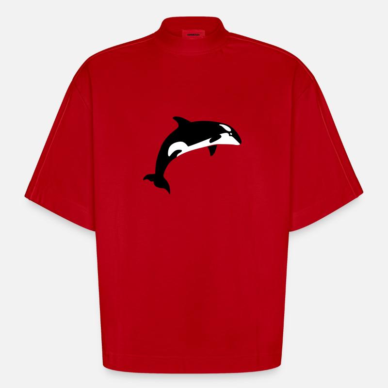 Baleine - T-shirt bio épais oversize Boxy fabriqué en UE - rouge
