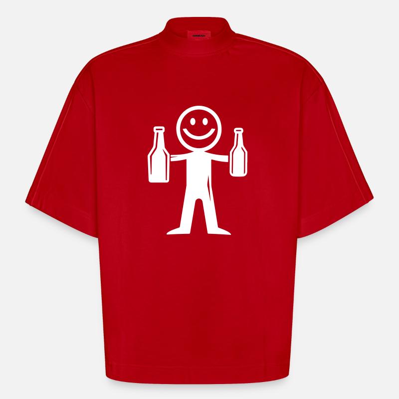 Strichmännchen Bier - Heavyweight Oversized Organic Boxy T-Shirt Made in EU - Rot
