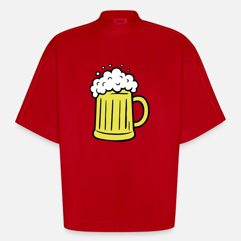 Verre à bière Beer Comic - T-shirt bio épais oversize Boxy fabriqué en UE - rouge
