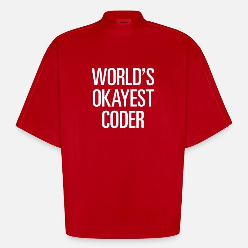 World's Okayest Coder - Heavyweight Oversized Organic Boxy T-Shirt Made in EU - Rot