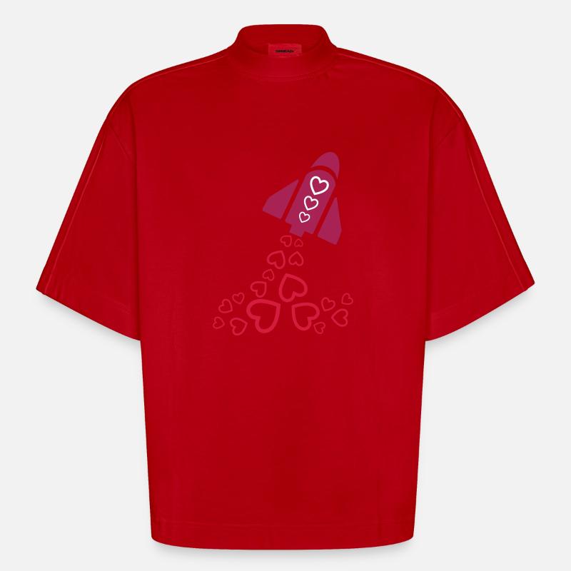 peace rocket pink - Heavyweight Oversized Organic Boxy T-Shirt Made in EU - Rot