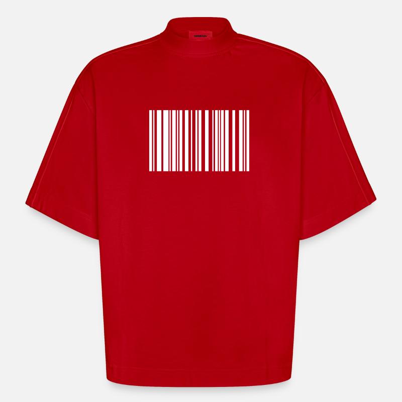 Barcode - Heavyweight Oversized Organic Boxy T-Shirt Made in EU - Rot