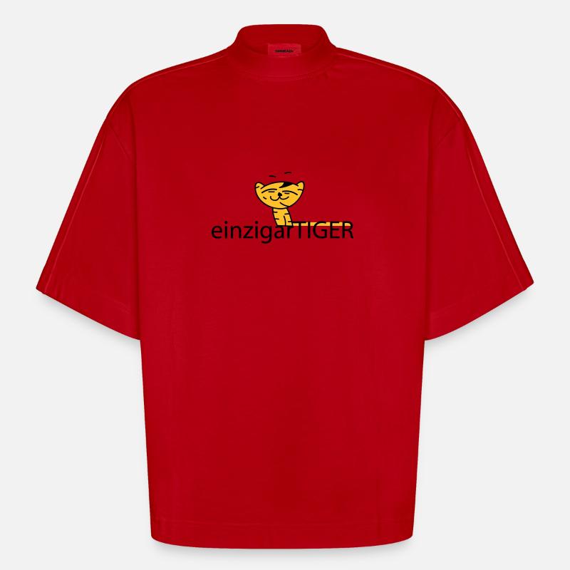 einzigartiger Tiger - Heavyweight Oversized Organic Boxy T-Shirt Made in EU - Rot