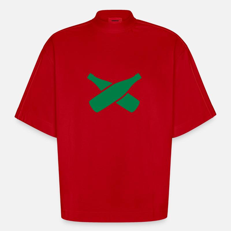 Bierflaschen - Heavyweight Oversized Organic Boxy T-Shirt Made in EU - Rot