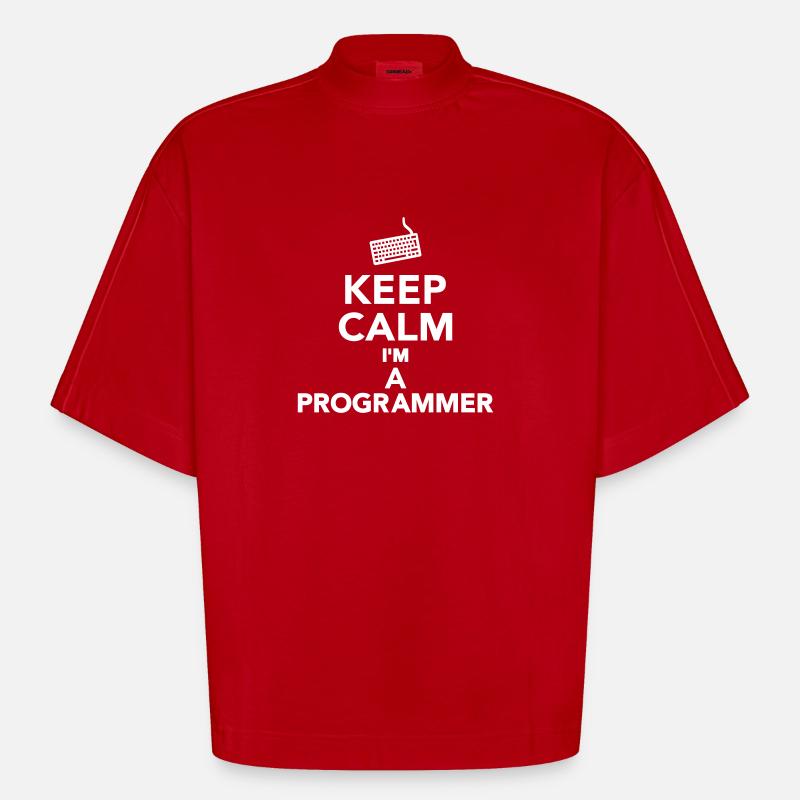 Keep calm I'm a Programmer - Heavyweight Oversized Organic Boxy T-Shirt Made in EU - red