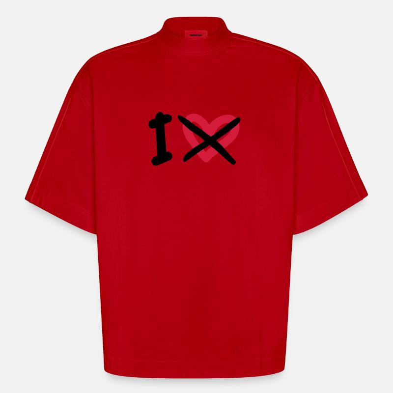 I Hate - Heavyweight Oversized Organic Boxy T-Shirt Made in EU - red