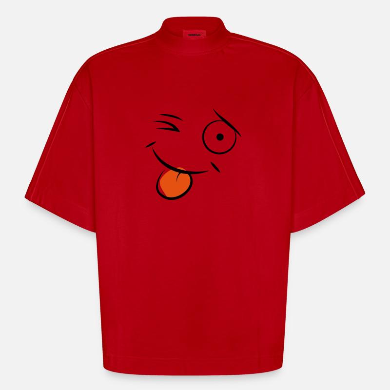 Smiley - Heavyweight Oversized Organic Boxy T-Shirt Made in EU - Rot