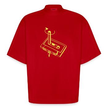 Kassette "Spul doch mal zurück" - Heavyweight Oversized Organic Boxy T-Shirt Made in EU - Rot - Vorne