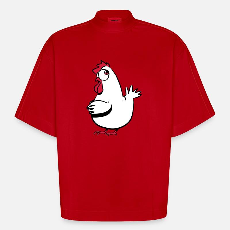 Poulet Lapointe - T-shirt bio épais oversize Boxy fabriqué en UE - rouge
