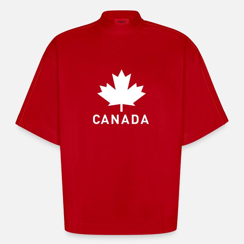 Canada Leaf einfarbig - Heavyweight Oversized Organic Boxy T-Shirt Made in EU - Rot
