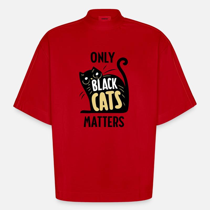 Le chat noir compte - T-shirt bio épais oversize Boxy fabriqué en UE - rouge