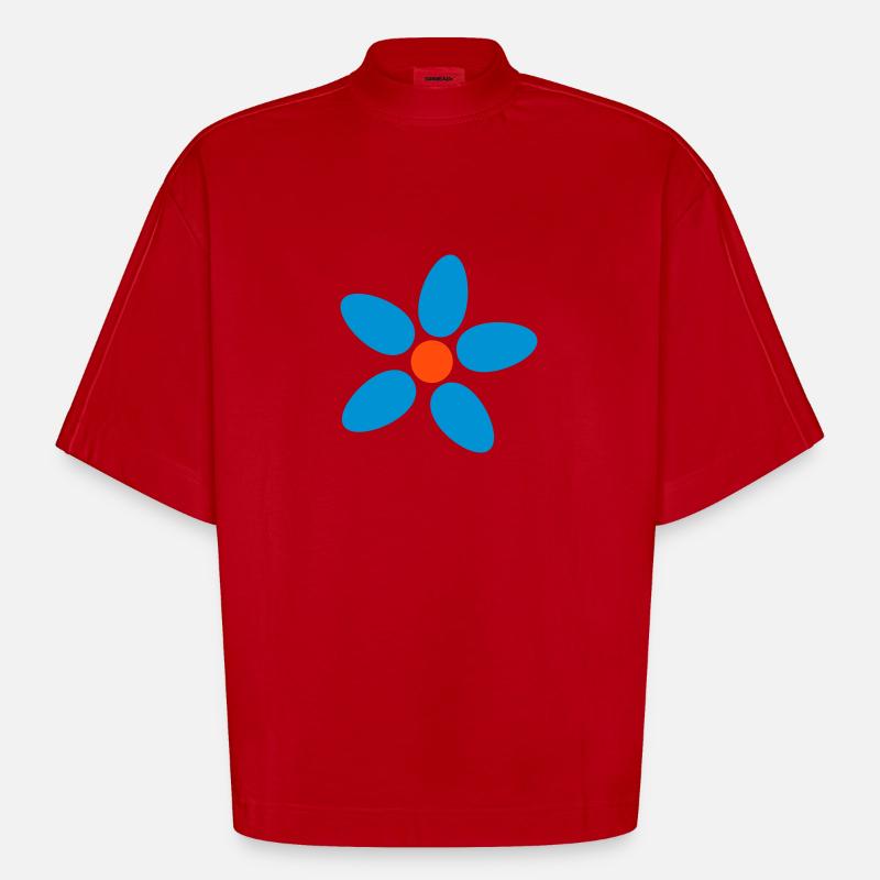 Blume - Heavyweight Oversized Organic Boxy T-Shirt Made in EU - Rot