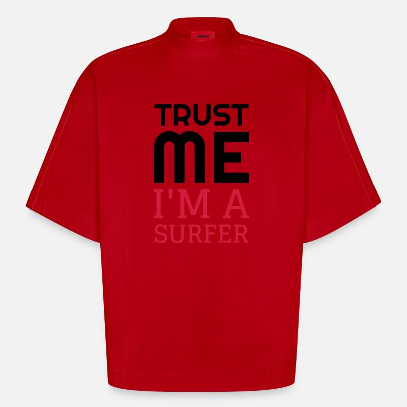 surf / surfeur / surfer / plage - T-shirt bio épais oversize Boxy fabriqué en UE - rouge