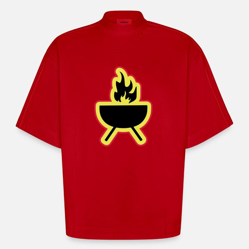 Grill Symbol Grillen - Heavyweight Oversized Organic Boxy T-Shirt Made in EU - Rot