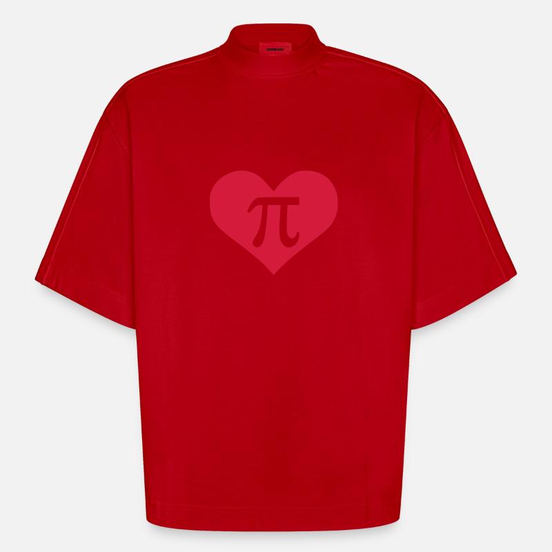 Pi Herz - Heavyweight Oversized Organic Boxy T-Shirt Made in EU - Rot
