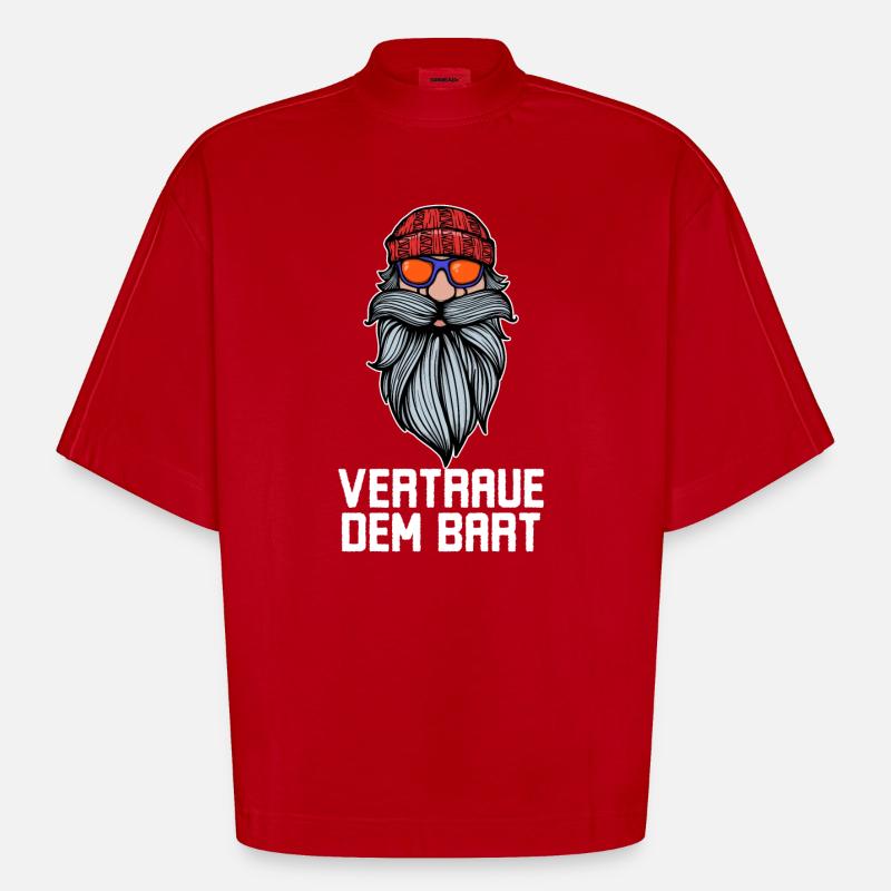 Humorvoll Bart Ziegenbart Statement Bartfrisur - Heavyweight Oversized Organic Boxy T-Shirt Made in EU - Rot