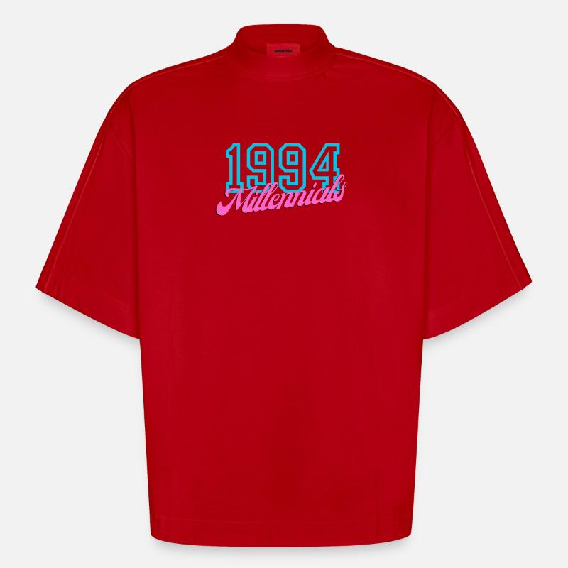 1994 Millennials Retro Datum Design - Heavyweight Oversized Organic Boxy T-Shirt Made in EU - Rot