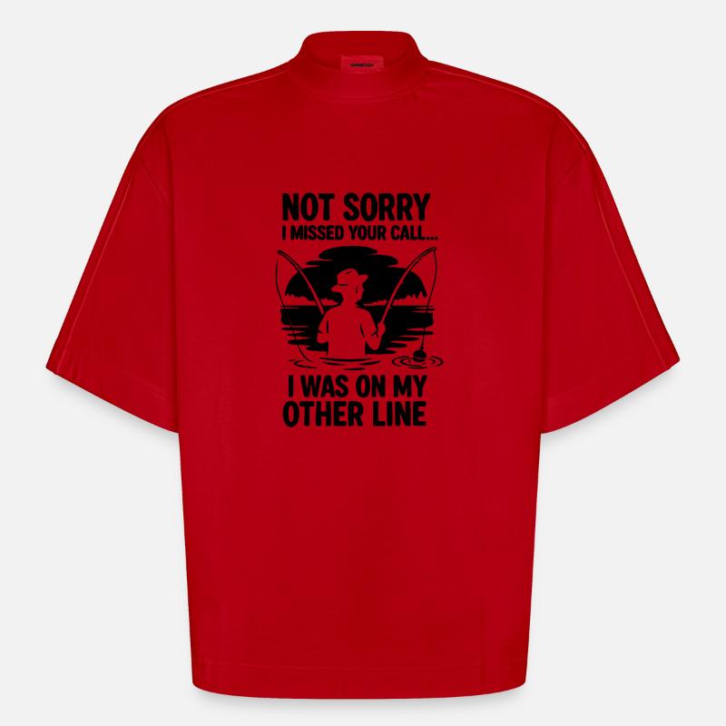 Pêche Pêche Pêche Pêche Pêche - T-shirt bio épais oversize Boxy fabriqué en UE - rouge