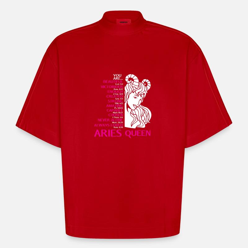 Sternzeichen Widder - Heavyweight Oversized Organic Boxy T-Shirt Made in EU - Rot