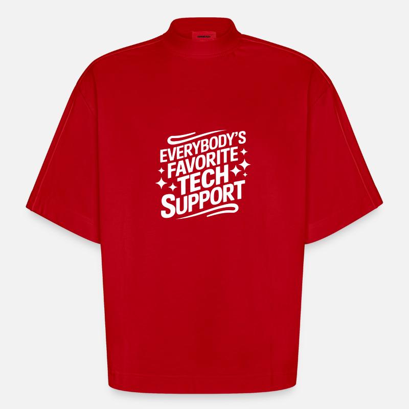 Technical Support Computer - Heavyweight Oversized Organic Boxy T-Shirt Made in EU - red