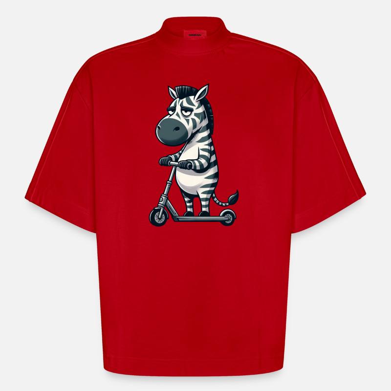 Mürrisches Zebra Roller Comic Rollerspaß - T-shirt bio épais oversize Boxy fabriqué en UE - rouge