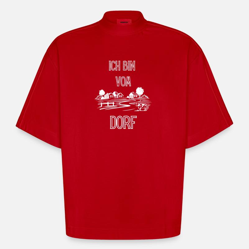 Ich bin vom Dorf - Heavyweight Oversized Organic Boxy T-Shirt Made in EU - Rot