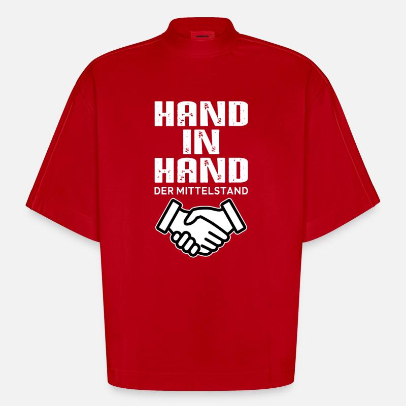 main dans la main - T-shirt bio épais oversize Boxy fabriqué en UE - rouge