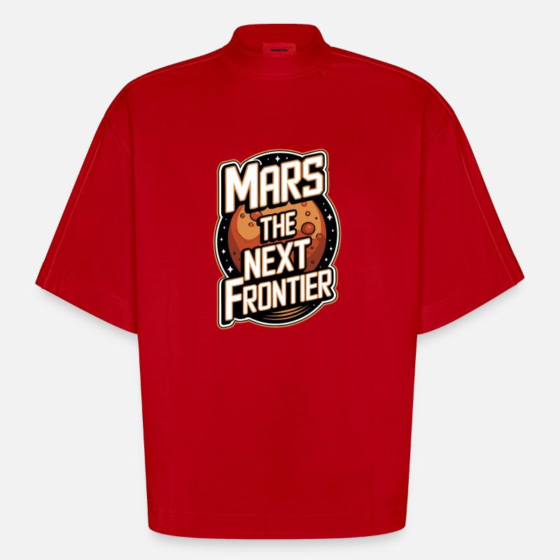 Mars Planète Planète Système Solaire - T-shirt bio épais oversize Boxy fabriqué en UE - rouge