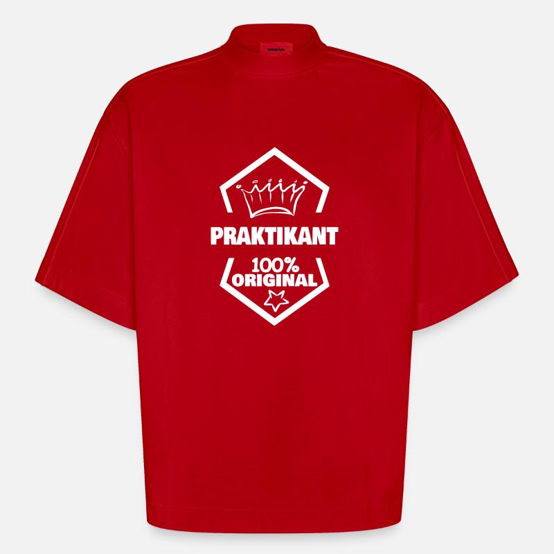 Intern as work - Heavyweight Oversized Organic Boxy T-Shirt Made in EU - red