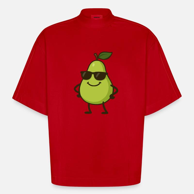 Pear Comic Cool - Heavyweight Oversized Organic Boxy T-Shirt Made in EU - red
