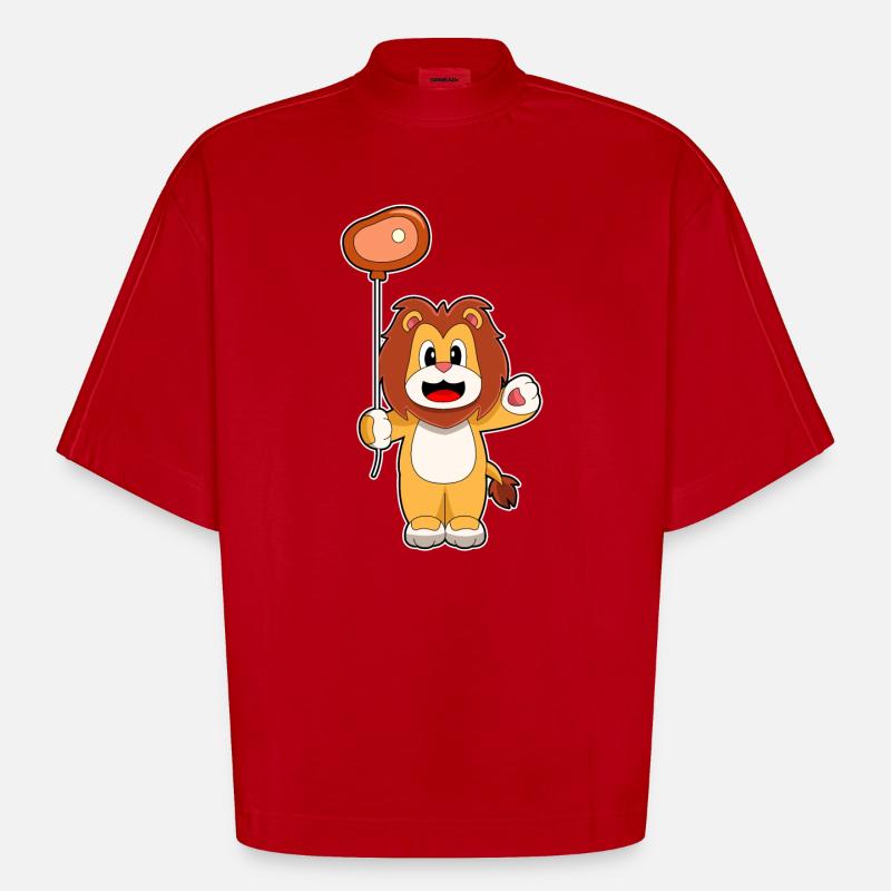 Löwe Luftballon Fleisch - Heavyweight Oversized Organic Boxy T-Shirt Made in EU - Rot