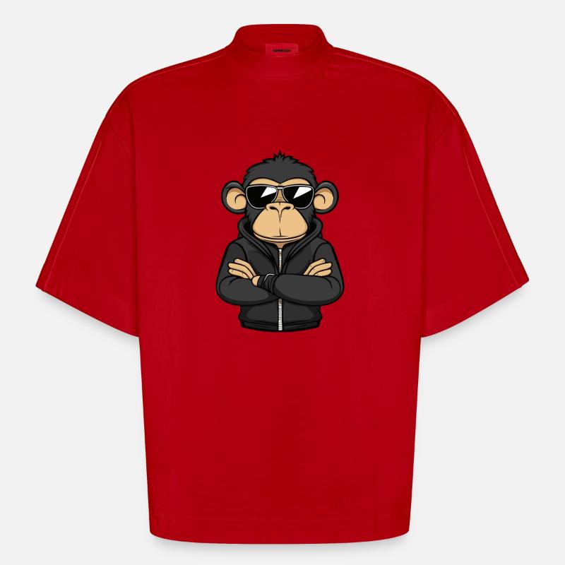 Affe Comic - Heavyweight Oversized Organic Boxy T-Shirt Made in EU - Rot