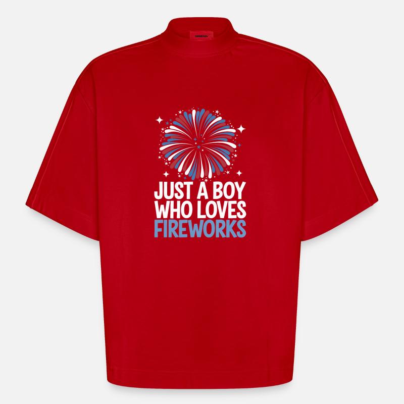 Pyrotechnics Fireworks Pyrotechnics - Heavyweight Oversized Organic Boxy T-Shirt Made in EU - red