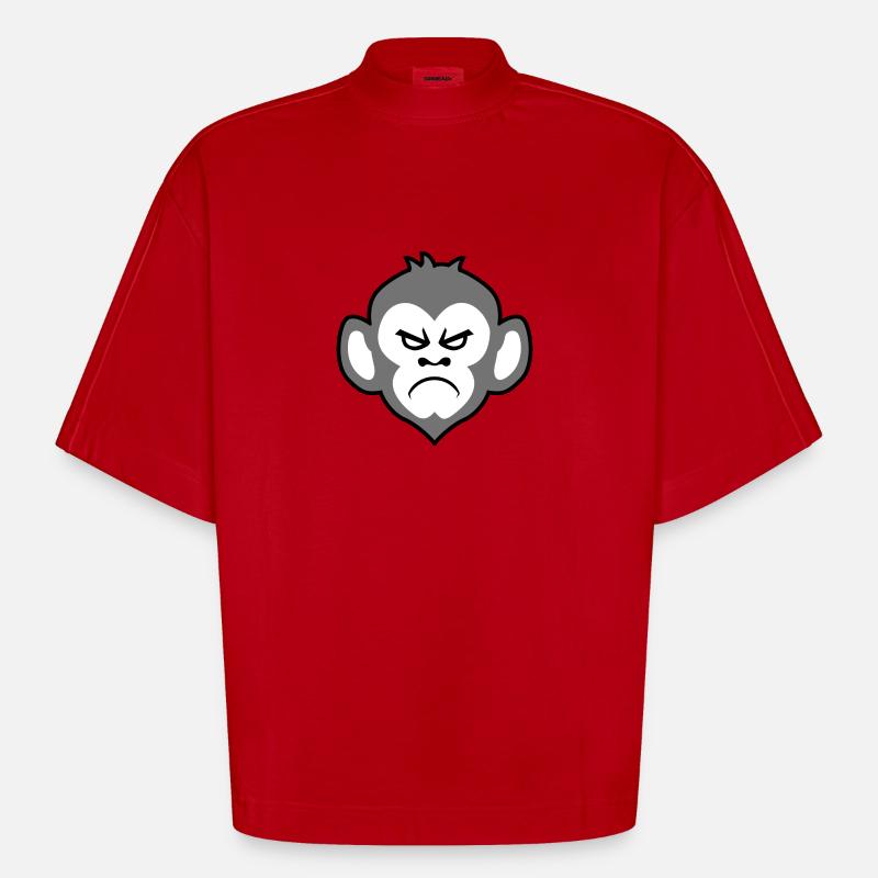 Grumpy Monkey - Heavyweight Oversized Organic Boxy T-Shirt Made in EU - Rot