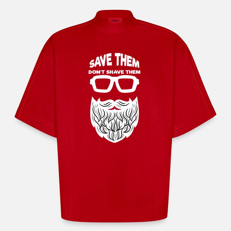 Bartfrisur Bart Rasieren Bartwuchs Statement - Heavyweight Oversized Organic Boxy T-Shirt Made in EU - Rot