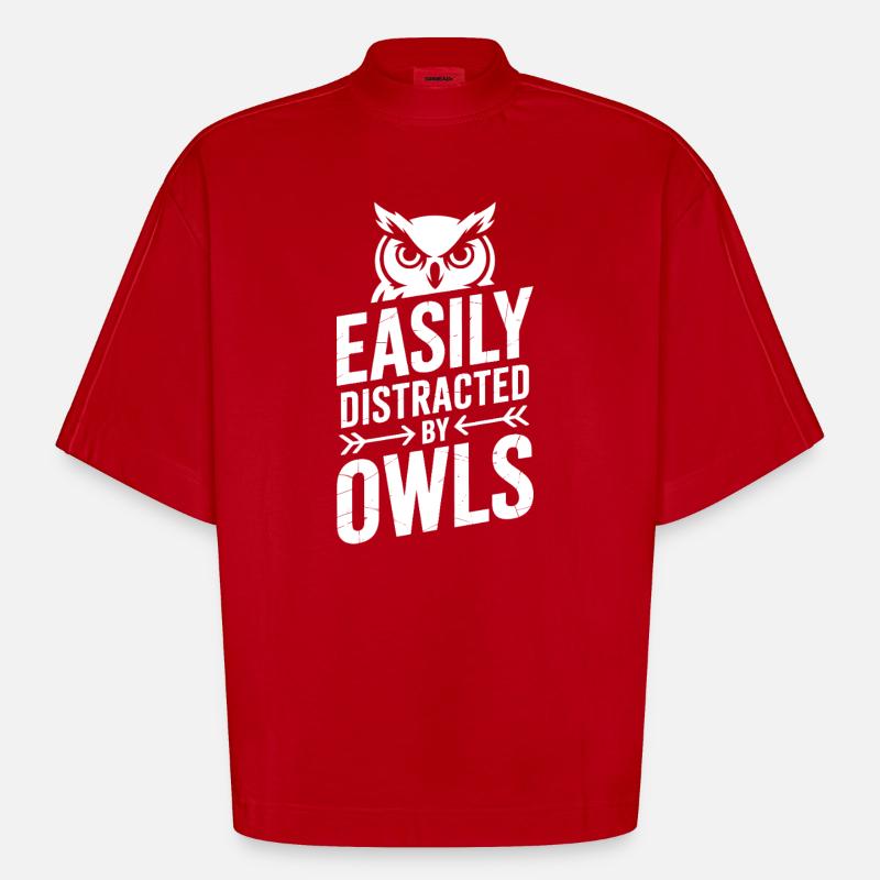 Eulen Sprüche Eule Lustiges Eulen Geschenk - Heavyweight Oversized Organic Boxy T-Shirt Made in EU - Rot