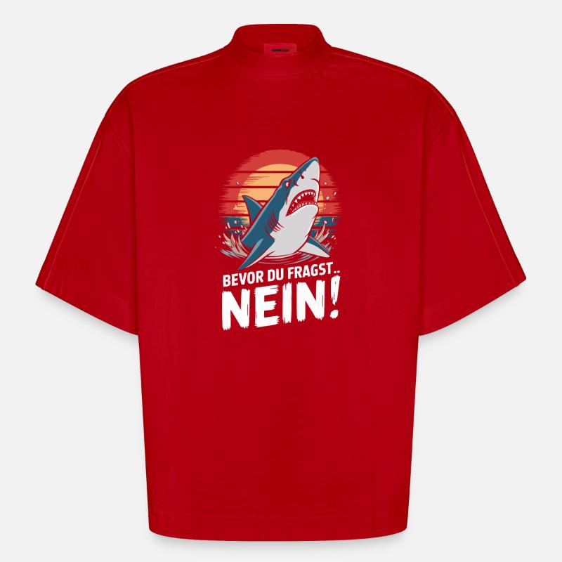 Requin Requin Requins Requin - T-shirt bio épais oversize Boxy fabriqué en UE - rouge