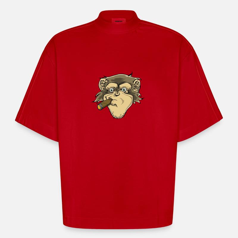 Schimpanse - Heavyweight Oversized Organic Boxy T-Shirt Made in EU - Rot