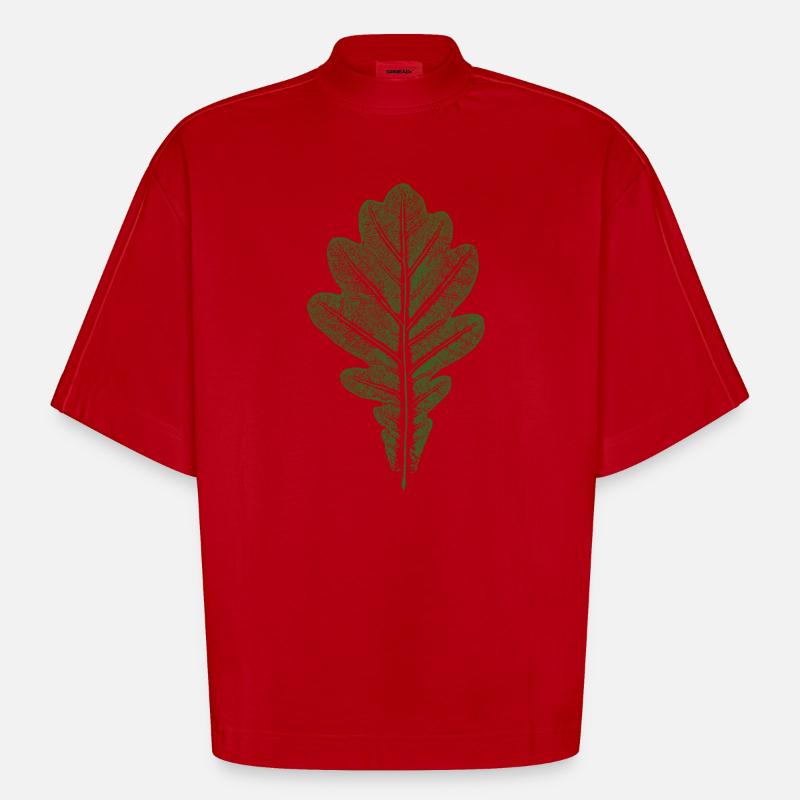 Blatt Eiche - Eichenblatt / Natur & Wald Design - Heavyweight Oversized Organic Boxy T-Shirt Made in EU - Rot