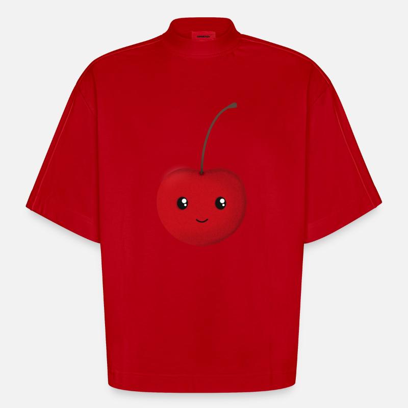 Kirsche - Heavyweight Oversized Organic Boxy T-Shirt Made in EU - Rot