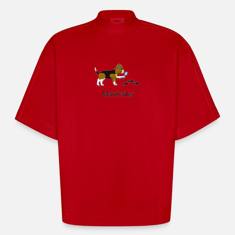 Mantrailing Beagle - T-shirt bio épais oversize Boxy fabriqué en UE - rouge