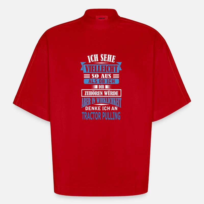 TRACTOR PULLING - Heavyweight Oversized Organic Boxy T-Shirt Made in EU - Rot