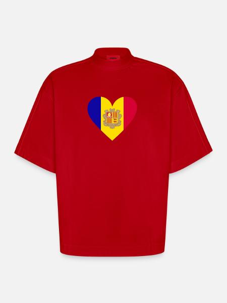 Andorra Heart - Heavyweight Oversized Organic Boxy T-Shirt Made in EU - red