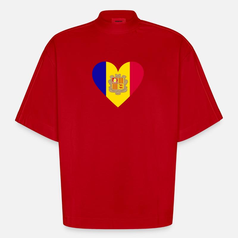 Andorra Heart - Heavyweight Oversized Organic Boxy T-Shirt Made in EU - red
