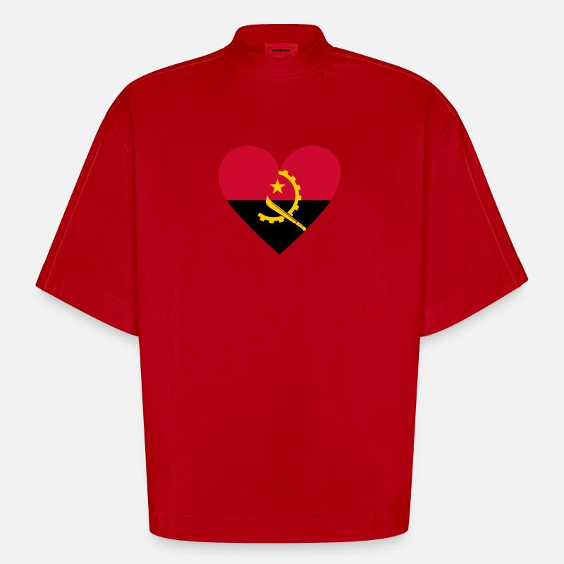 Angola Heart - Heavyweight Oversized Organic Boxy T-Shirt Made in EU - red