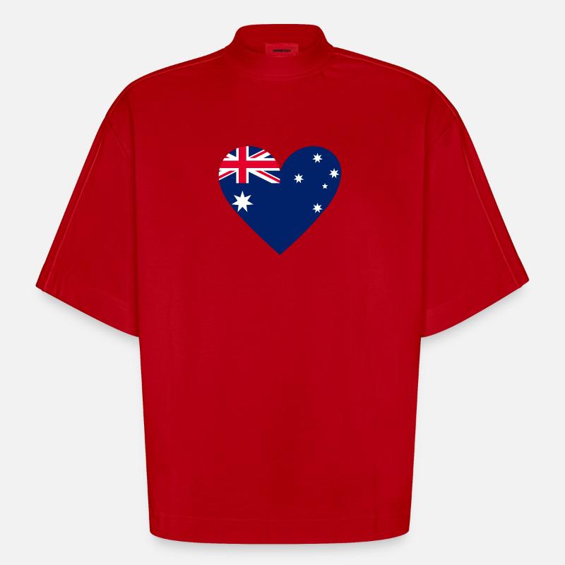 Cœur d’Australie - T-shirt bio épais oversize Boxy fabriqué en UE - rouge