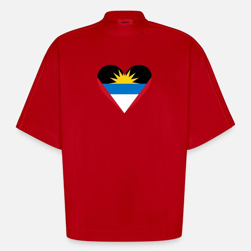 Antigua and Barbuda Heart - Heavyweight Oversized Organic Boxy T-Shirt Made in EU - red