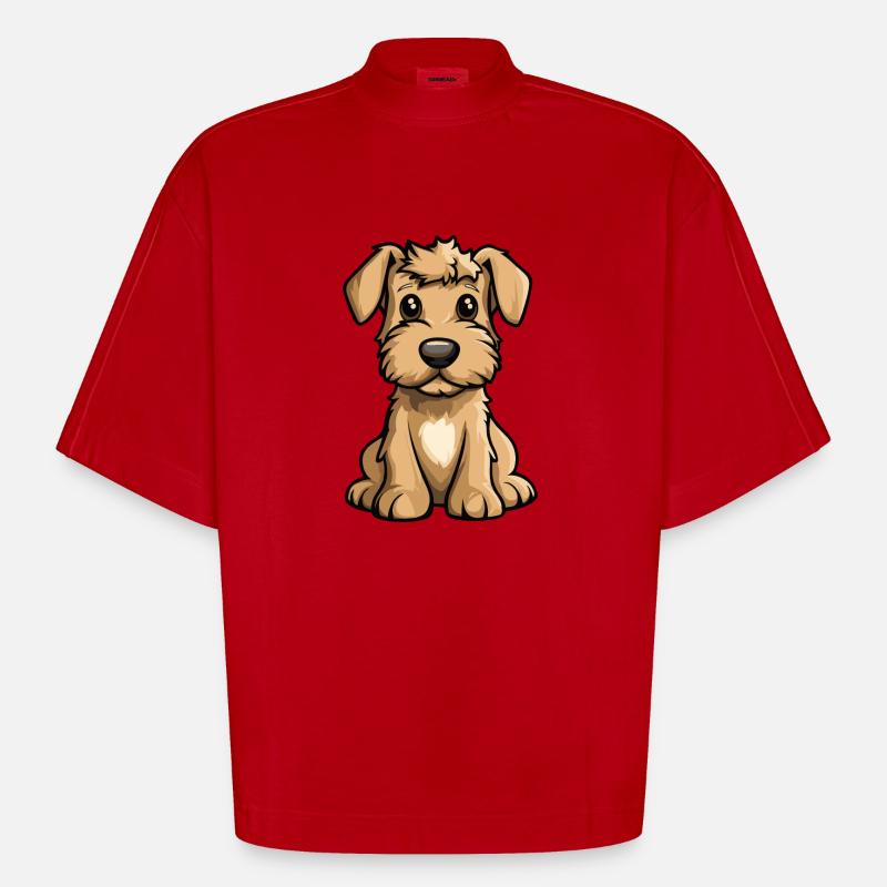 Airedale Terrier Chien Comique Bébé - T-shirt bio épais oversize Boxy fabriqué en UE - rouge