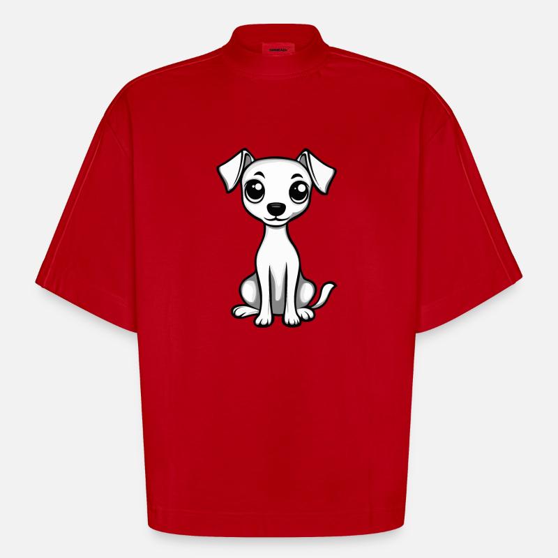 Whippet Hund Comic Niedlich - Heavyweight Oversized Organic Boxy T-Shirt Made in EU - Rot