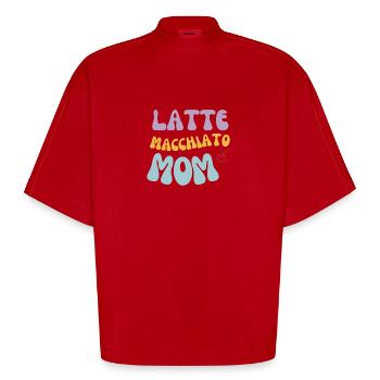 Latte Macchiato Mom - Heavyweight Oversized Organic Boxy T-Shirt Made in EU - Rot - Vorne